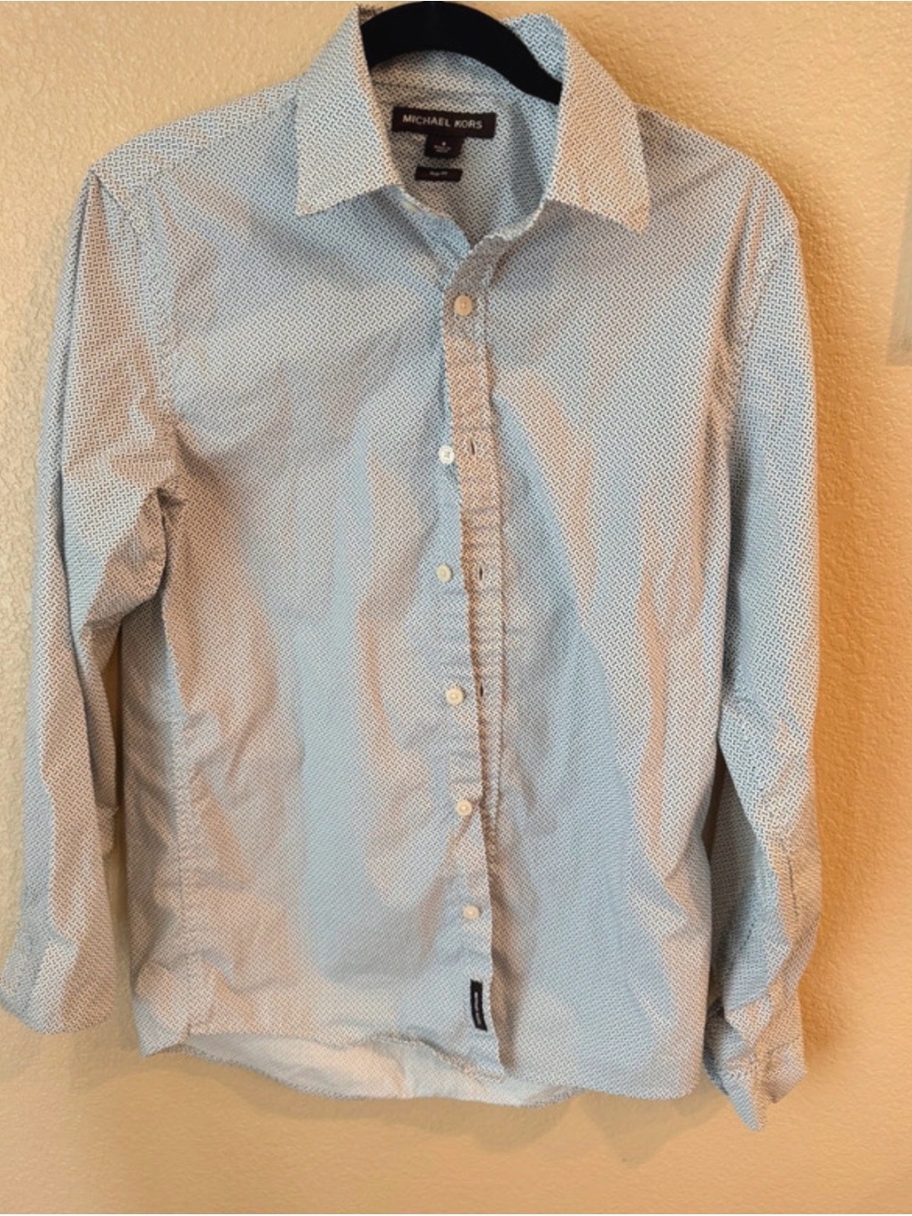 Michael Kors Men’s Pale Blue Micro-Pattern Dress Shirt